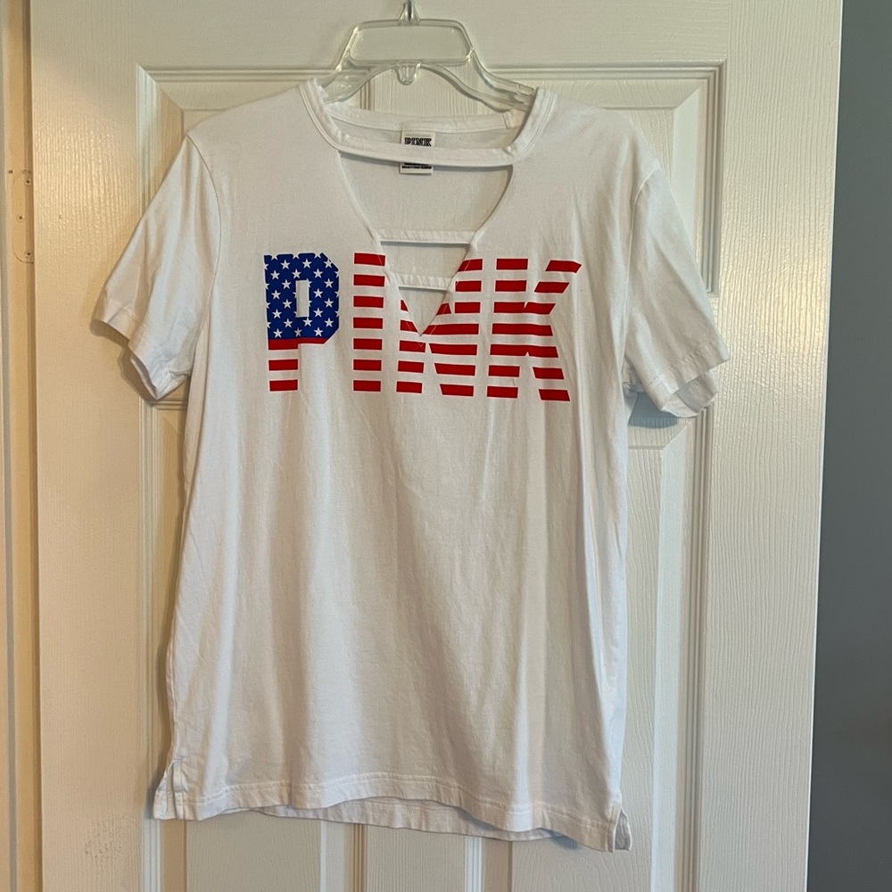 Oversized PINK American Flag Short Sleeve